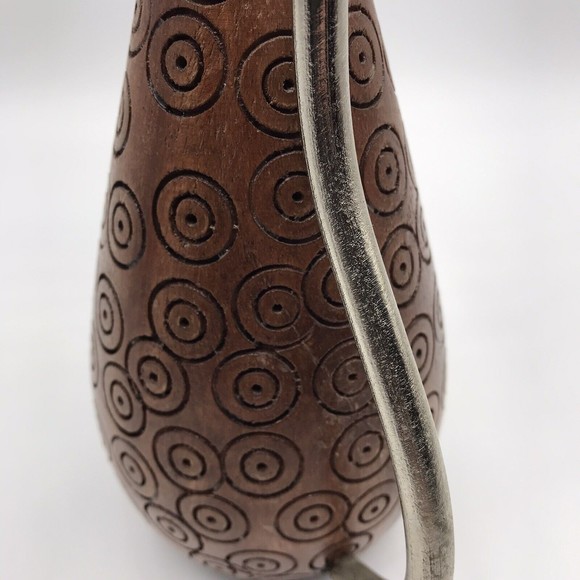 Pier 1 Carved Wood & Metal Cat Figurine Playing Trumpet Horn 10" - Picture 12 of 16